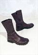 Vintage Y2K Bubble Sole Combat Boots in Purple Leather