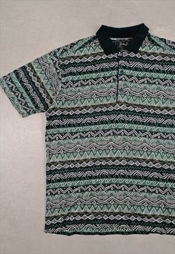 PRINGLE of Scotland Vintage 90's Polo T-shirt Aztec Print