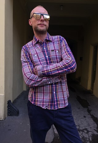 VINTAGE 90' COOL CLASSIC LEE FLANNEL CHECKED UNISEX SHIRT