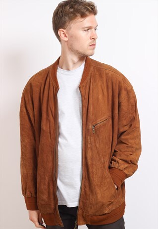 VINTAGE OVERSIZED SUEDE BOMBER JACKET
