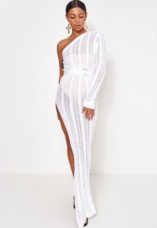 TALL COLLECTION SHALINI WHITE ONE SHOULDER MAXI DRESS
