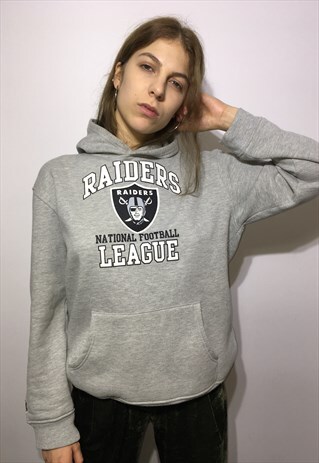 VINTAGE 90' OLDSCHOOL UNISEX GREY RAIDERS HOODIE