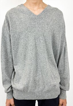 Vintage 90s v neck grey jumper 