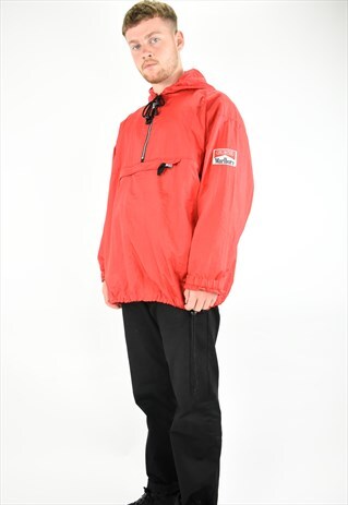 VINTAGE MARLBORO HALF ZIP WINDBREAKER JACKET/BAG