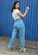 BLUE HIGH RISE MATERNITY MOM JEANS WITH ADJUSTABLE WAIST