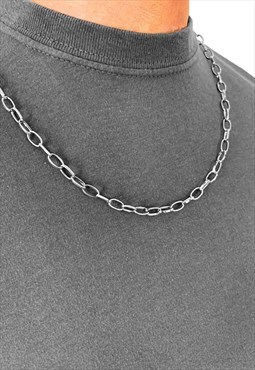 54 Floral 16" 5mm Oval Necklace Chain - Silver 