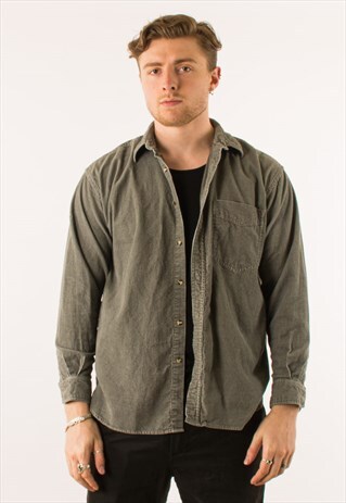 VINTAGE 90S GREY CORDUROY SHIRT LARGE