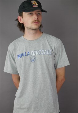 Vintage Adidas Impala Football T-Shirt in Grey with Logo
