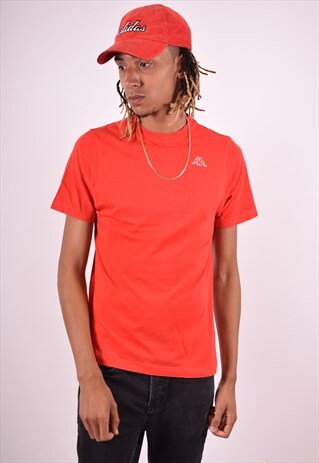 KAPPA MENS VINTAGE T-SHIRT TOP MEDIUM RED 90S