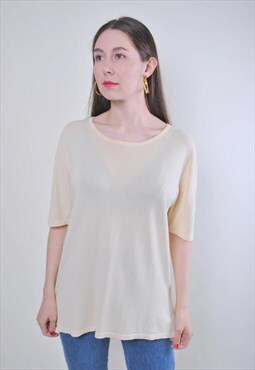 Women vintage beige minimalist t-shirt 