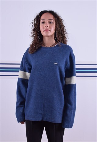 BLUE AND BEIGE KICKERS RIBBED JUMPER