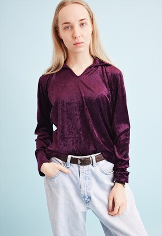 90'S RETRO KITSCH VELVET PARTY TEEN TOP BLOUSE