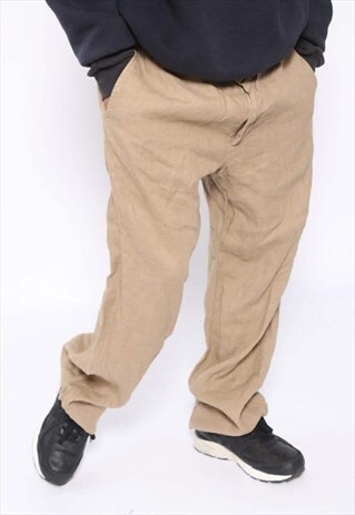 VINTAGE CP COMPANY LOGO FLAX TEXTURE TROUSERS BEIGE
