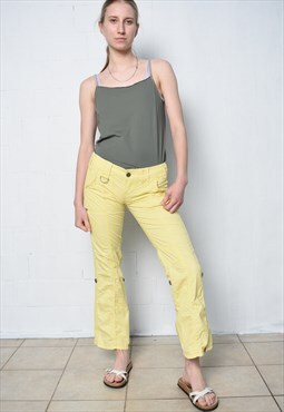 Vintage Y2K 00s low rise cargo yellow trousers pants