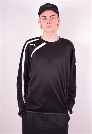 PUMA MENS VINTAGE TOP LONG SLEEVE LARGE BLACK 90'S