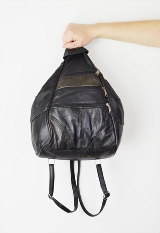 BLACK LEATHER BACKPACK BAG