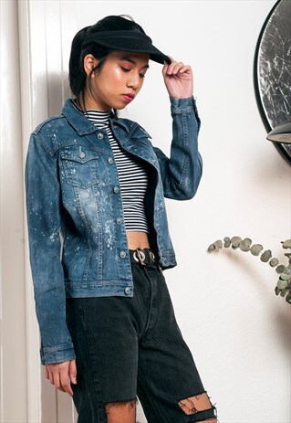 REWORKED DENIM JACKET - HANDPAINTED SKY JACKET