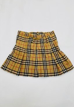 Vintage Burberry Nova Print Pleated Skirt