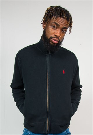 RALPH LAUREN BLACK FULL ZIP SWEATSHIRT SWEATER