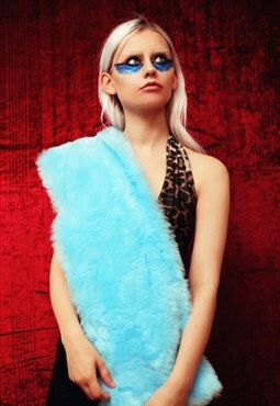 Baby blue faux fur scarf 