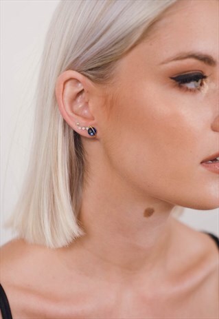 SET OF 5 SPACE MOON AND STARS STUD EARRINGS