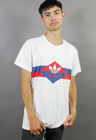 WHITE, RED & BLUE ADIDAS ORIGINALS T-SHIRT