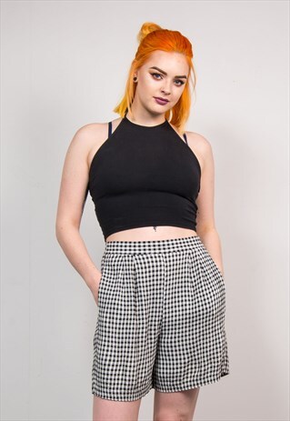 VINTAGE 90'S GINGHAM CHECK HIGH WAIST SHORTS CULOTTES