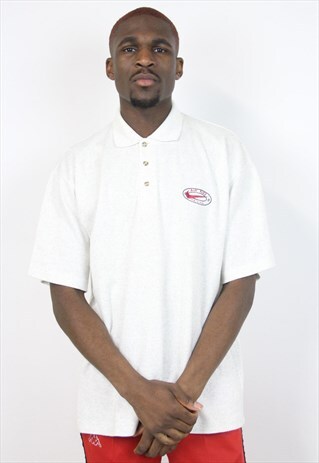 VINTAGE 90'S NIKE CREAM RIBBED POLO SHIRT