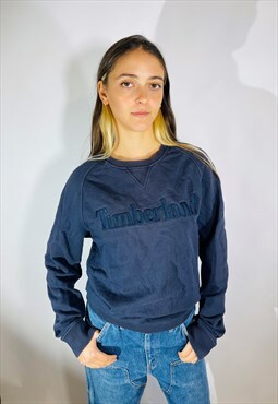 Vintage Size Small Timberland Embroidered Sweatshirt in Blue