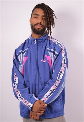 VINTAGE DIADORA TRACKSUIT TOP JACKET BLUE