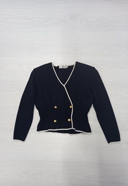 80's Vintage Valentino Top Navy Blue 