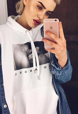 OVERSIZE WHITE NO ANGEL HOODIE