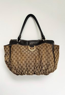 Gucci GG Shoulder Bag Monogram Logo Large Holdall Brown Y2K