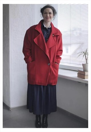 VINTAGE 60'S ONE BUTTON WOOL COAT
