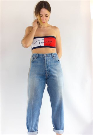 RETRO TOMMY HILFIGER SPELL OUT LOGO CROP TOP