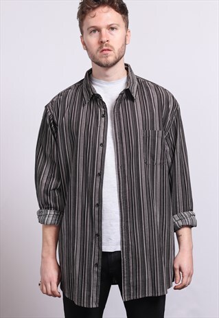 VINTAGE CORDUROY CORD STRIPED SHIRT