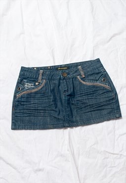 Vintage Y2K Micro Skirt in Blue Denim