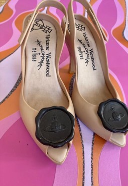 Rubber Vivienne Westwood Sling Back Taupe Shoes. Size  38