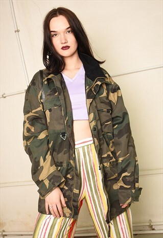 90'S RETRO CAMO MILITARY STYLE FESTIVAL GARM JACKET PARKA