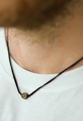YIN AND YANG NECKLACE FOR MEN BRONZE KARMA BLACK CORD, MAN'S