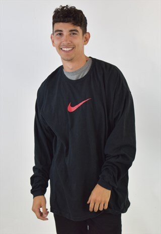 VINTAGE 90S BLACK NIKE LONG SLEEVE T SHIRT