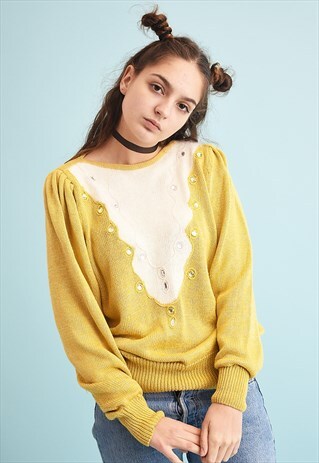 80'S RETRO EMBROIDERED MOMS KNIT JUMPER