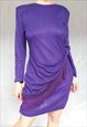 Purple Ribbed Dress, Small Size Frock, Mini Violet Gown