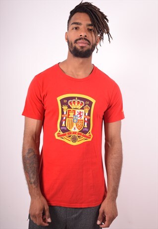 ADIDAS MENS VINTAGE T-SHIRT TOP MEDIUM RED 90S