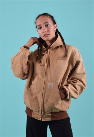 VINTAGE TAN CARHARTT HOODED WORKMANS JACKET