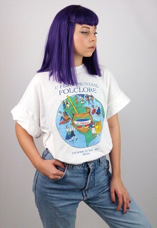 VINTAGE 80'S BRASIL FESTIVAL RETRO PRINT UNISEX T-SHIRT