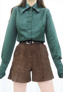 70s Vintage Dark Green Collared Shirt