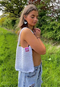 Crochet Net White Tote Bag