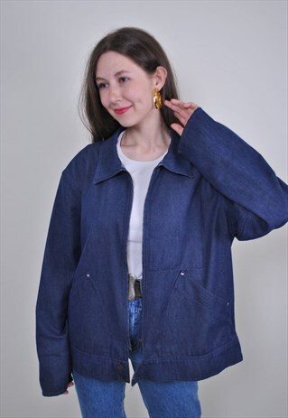 80S BLUE JEANS JACKET, VINTAGE WORKER DENIM JACKET, INDIGO
