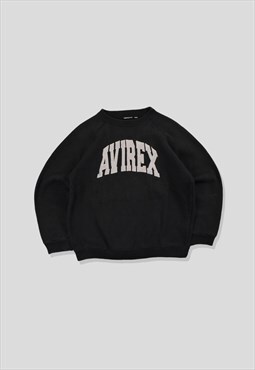 Vintage 90s Avirex Embroidered Logo Sweatshirt in Black